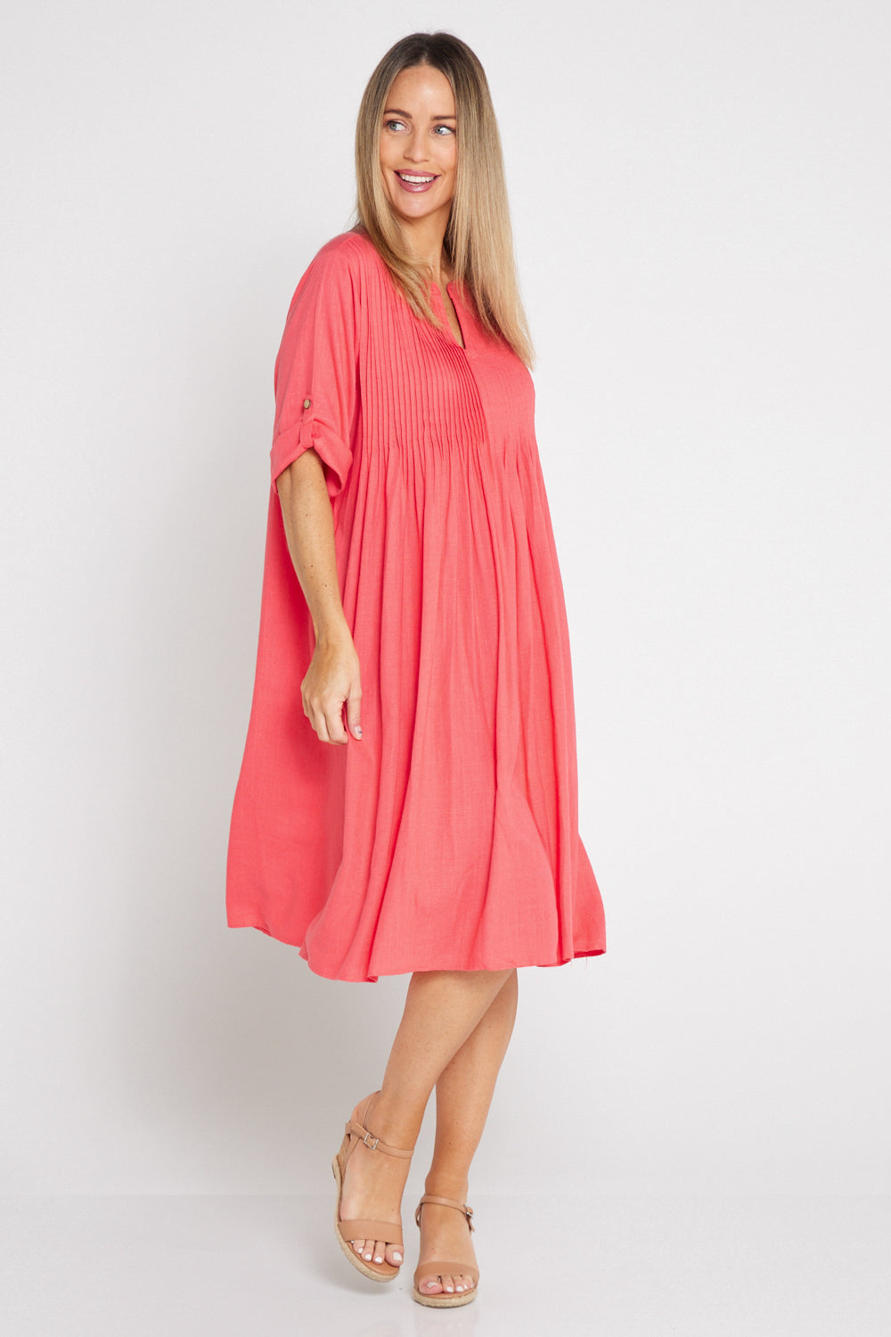 Melina Cotton & Linen Dress - Melon