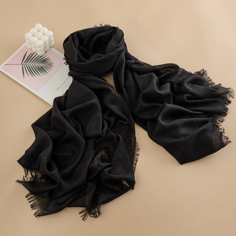 Spring And Summer New Solid Color Thin Scarf High Sense Female All-Matching Long Air Conditioning Shawl Sunscreen Scarf Scarf