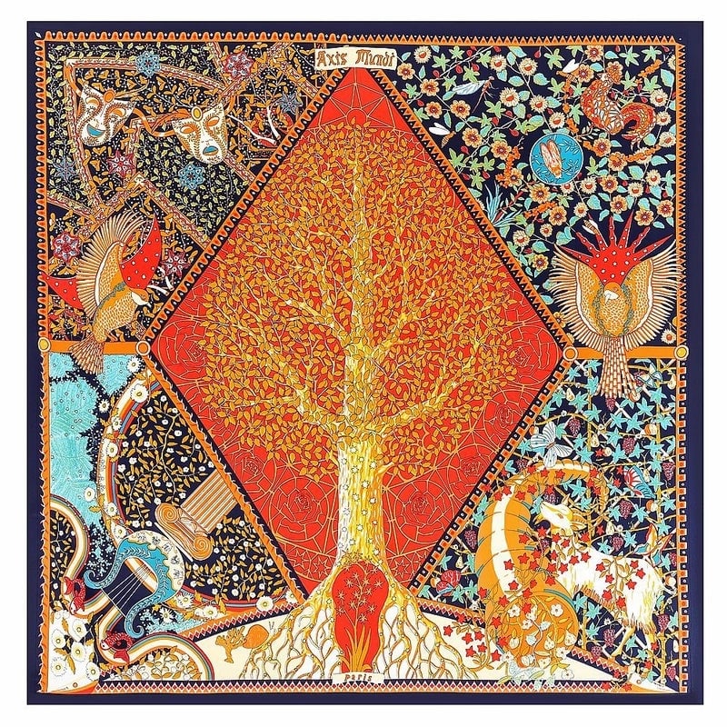 Women's Elegant Retro Minimalist Tree Satin Printing Silk Scarf