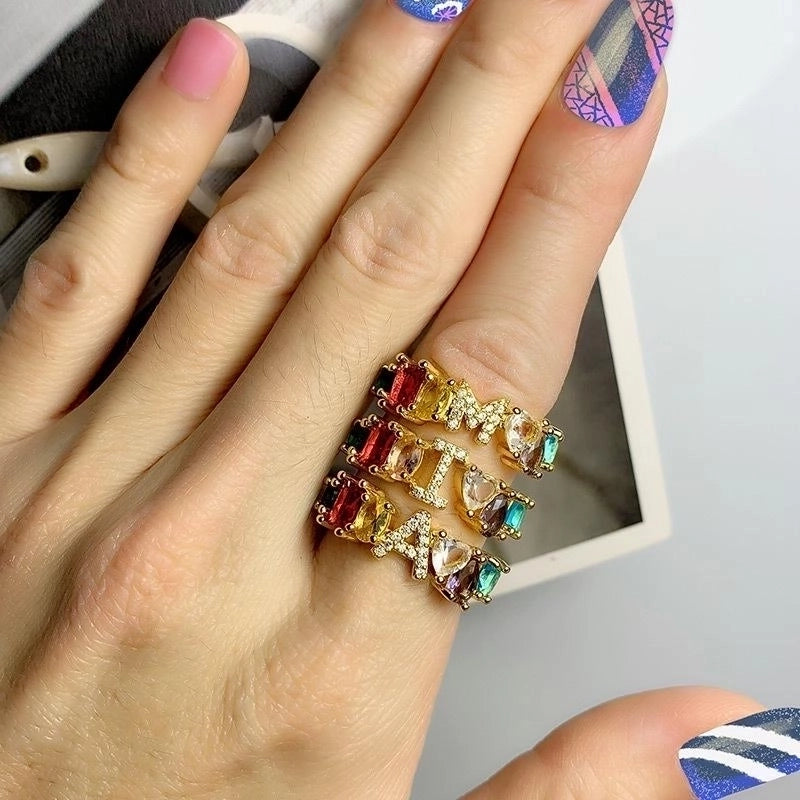 Fashion Letter Copper 18k Gold Plated Artificial Gemstones In Bulk
