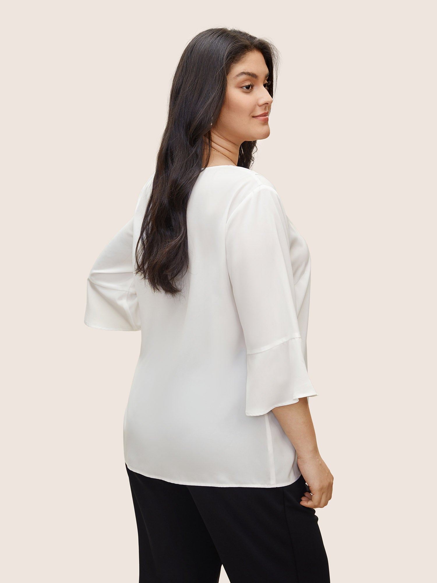Anti-Wrinkle Plain Ruffles Pleated Blouse