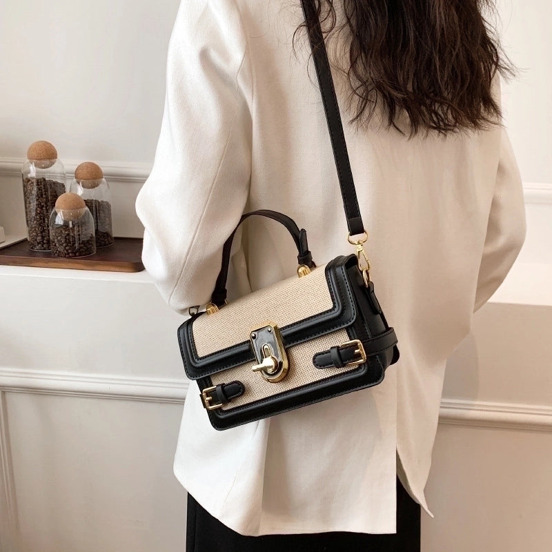 Women's Small Pu Leather Plaid Vintage Style Lock Clasp Handbag