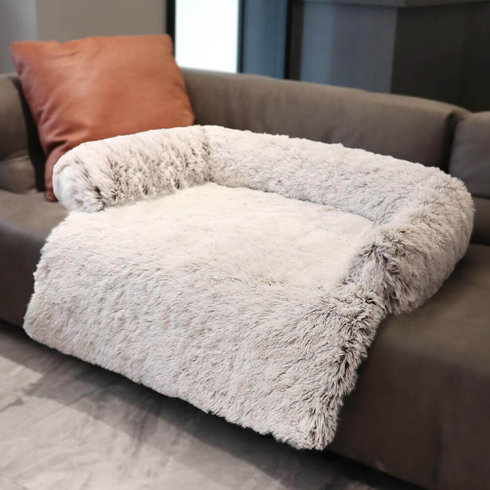 Calming Furniture Protector Dog Bed - Fuzzy Backrest