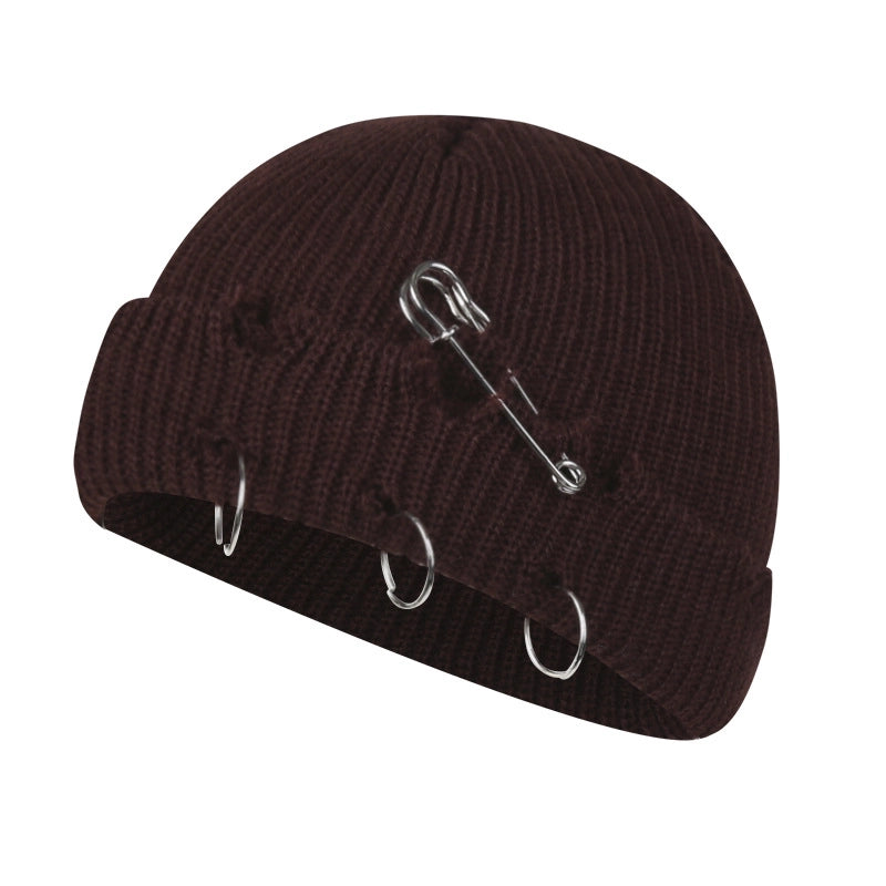 Autumn And Winter New Korean-style -style Basic Broken Pin Cold Cap Knitted Wool Curling Cap For Men And Women