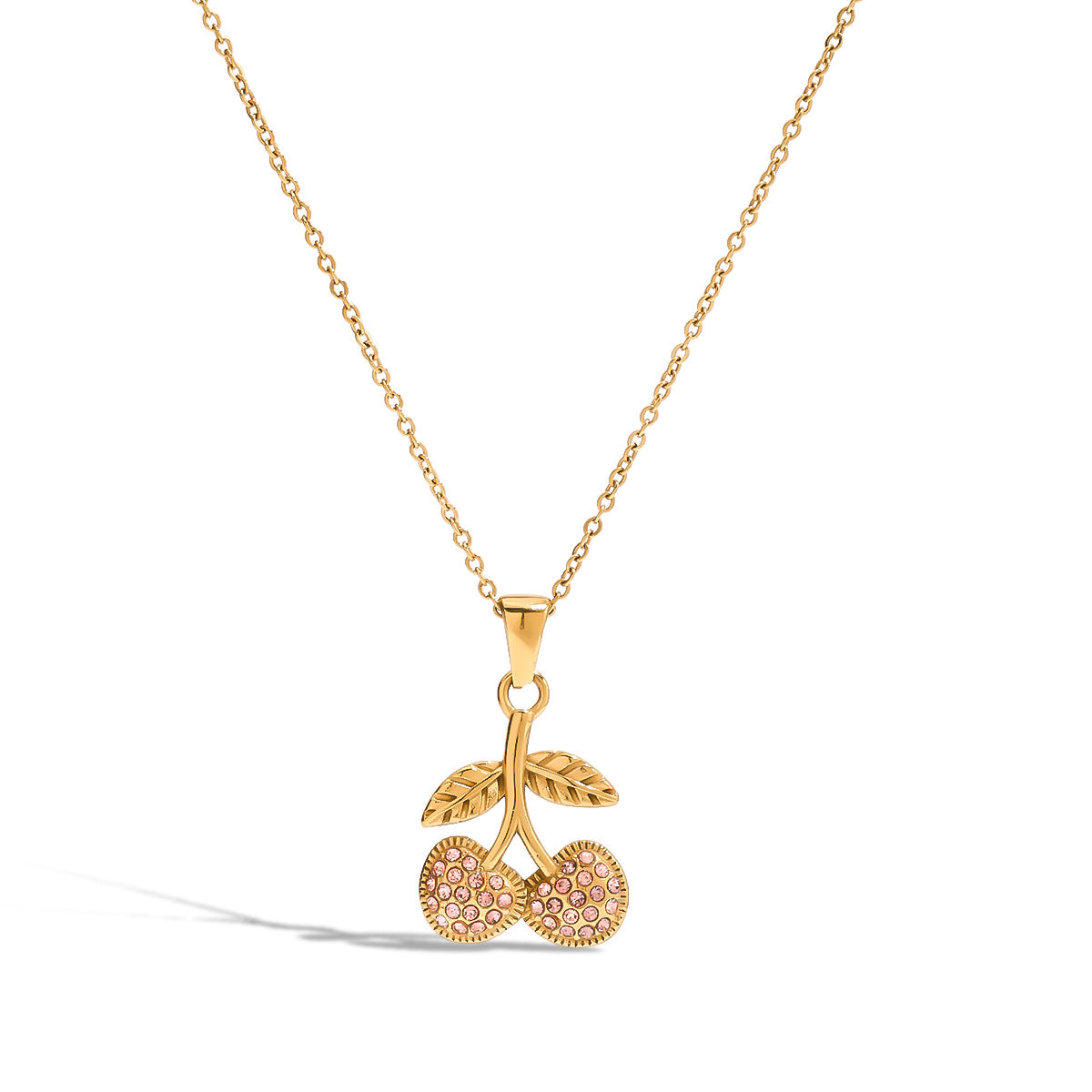 Stainless Steel Cherry Zircon Necklace Jewelry Women'S Titanium Steel Necklace