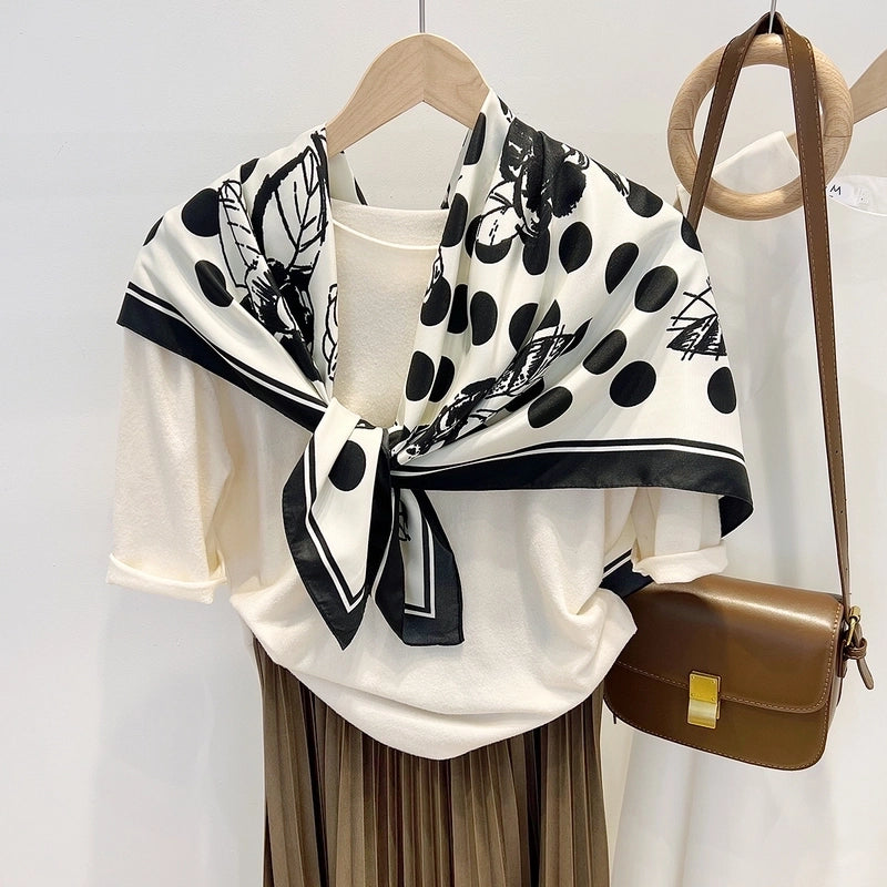 Women's Casual Vacation Polka Dots Silk Polyester Satin Printing And Dyeing Printing Dyeing Silk Scarf