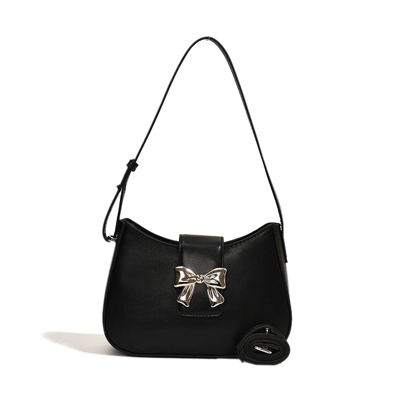 Women's Medium Pu Leather Solid Color Bow Knot Elegant Basic Square Zipper Underarm Bag