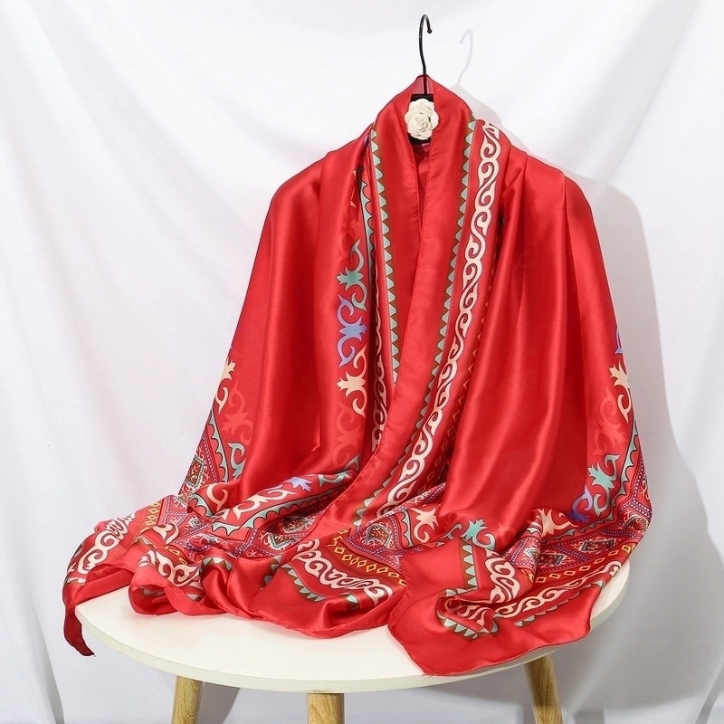 Women's Chinoiserie Paisley Satin Silk Scarf