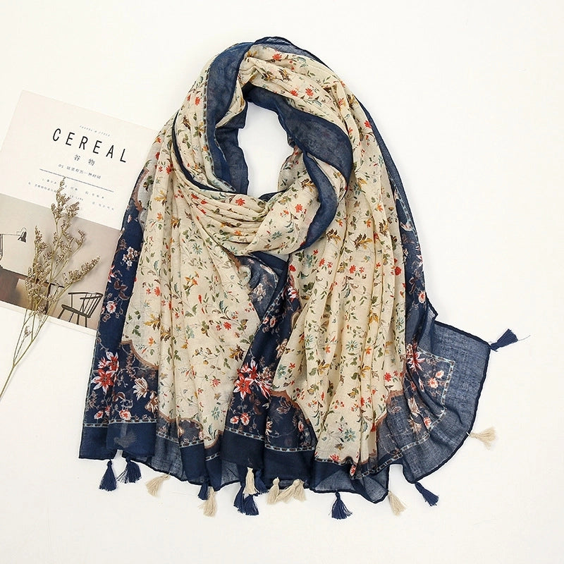 Women'S Bohemian Geometric Cotton And Linen Scarf