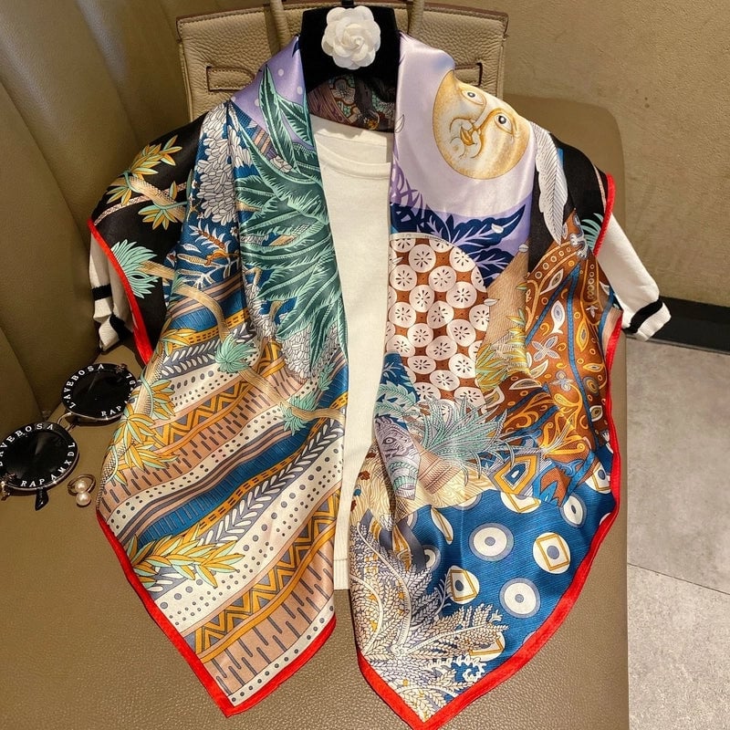 Women's Elegant Minimalist Printing Silk Printing Silk Scarf