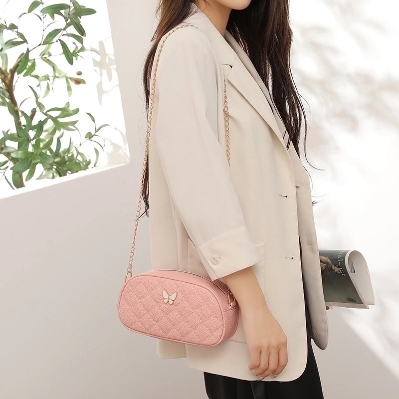 Women's Pu Leather Solid Color Streetwear Oval Zipper Cloud Shape Bag