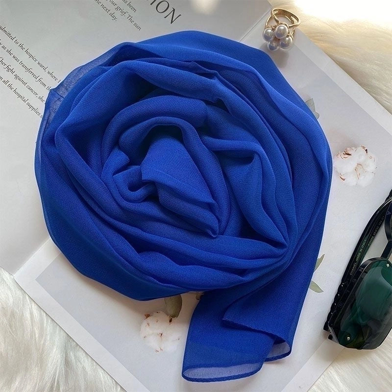 Women's Basic Lady Solid Color Georgette Silk Scarf