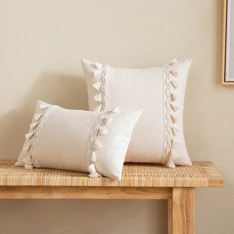 Fashion Tassel Solid Color Cotton Pillow Cases