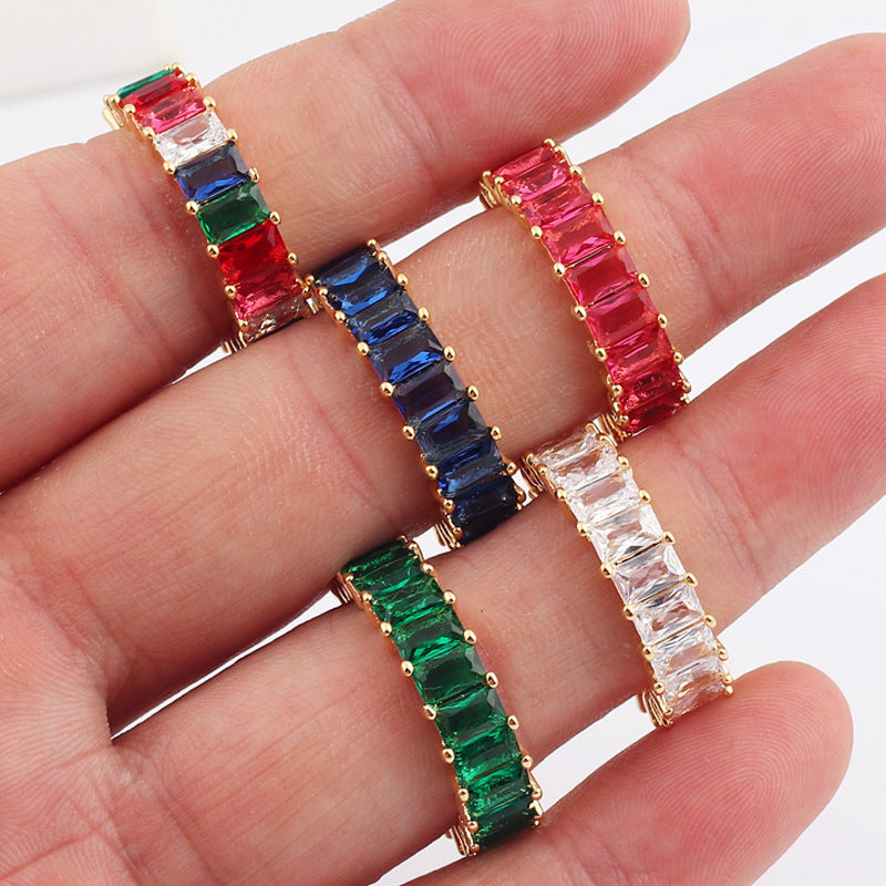Moderate Luxury Unisex Quadrilateral Artificial Crystal Rings