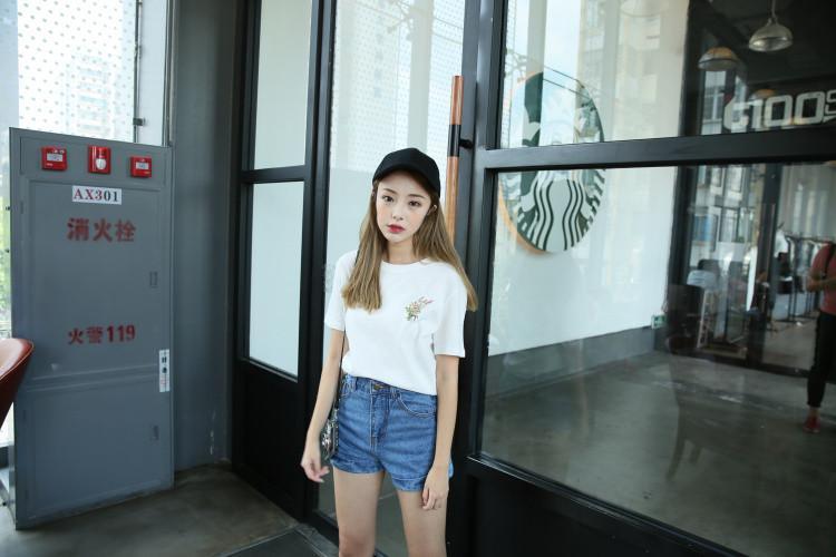 Flower Embroidered Tee