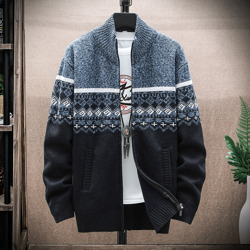 Men's Vintage Knitted Pattern Cardigan Sweater