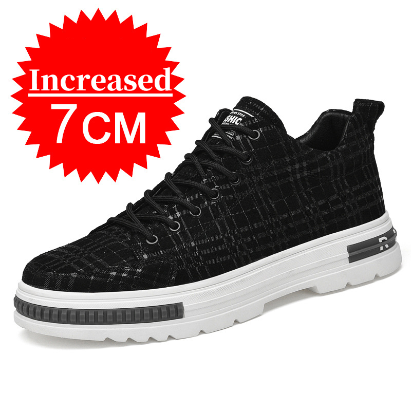 Men's Sneakers Fashion Print Casual Shoes Men Breathable Lace Up Running Shoes Luxury High Quality Man Increase Shoes Insole 7CM