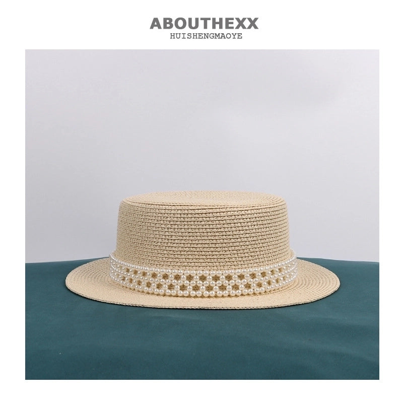 Unisex Elegant Solid Color Flat Eaves Straw Hat