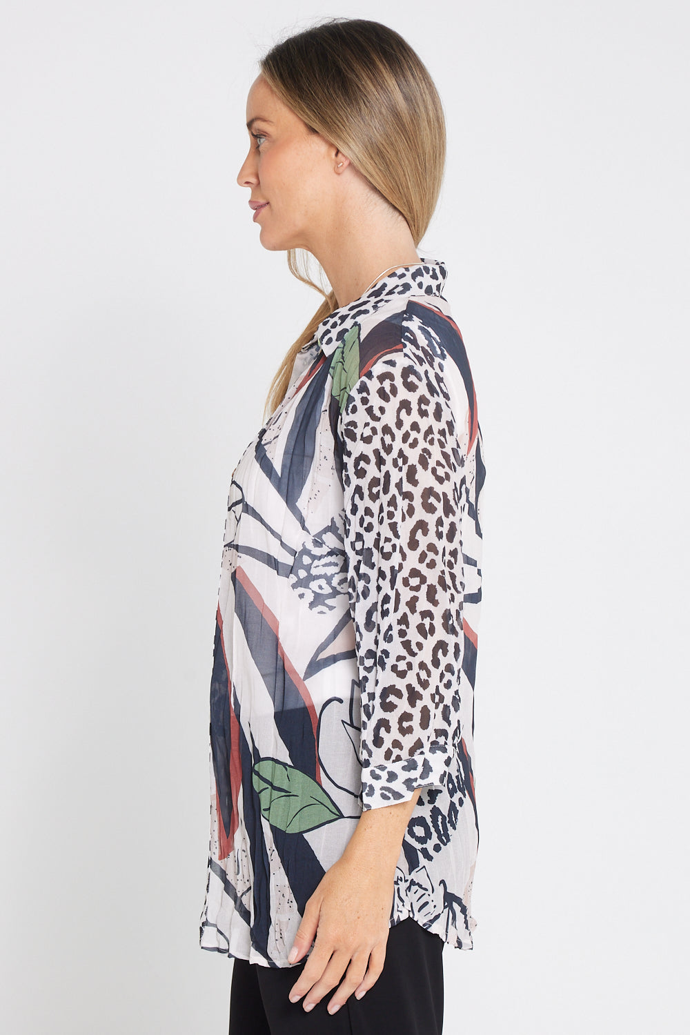 Georgette Digital Print Shirt - Natural Collage