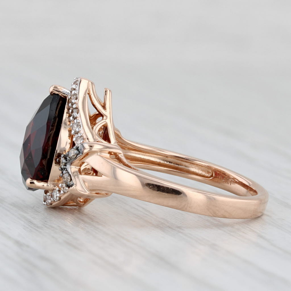 Le Vian 4.84ctw Pear Garnet Diamond Halo Ring 14k Rose Gold Size 7
