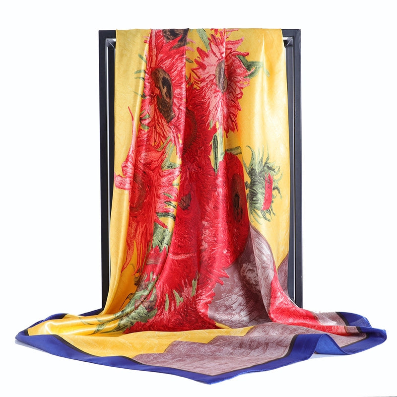 Women's Vintage Style Streetwear Color Block Satin Kerchief