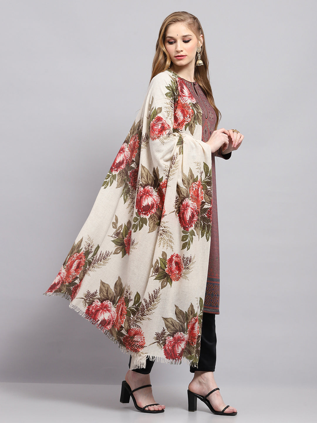 Women Multicolor Floral Print Shawl