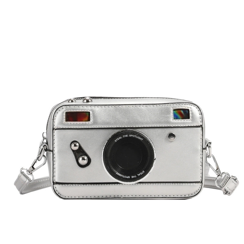 Women's Small Pu Leather Camera Streetwear Square Zipper Shoulder Bag Crossbody Bag