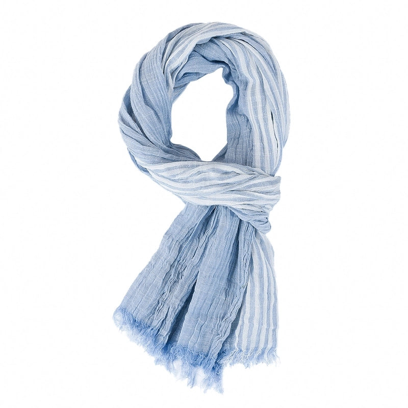 Men's Scarf Spring And Summer Pinstripe Scarf Navy Color Matching Yarn-dyed Thin Casual Men's Scarf Blue