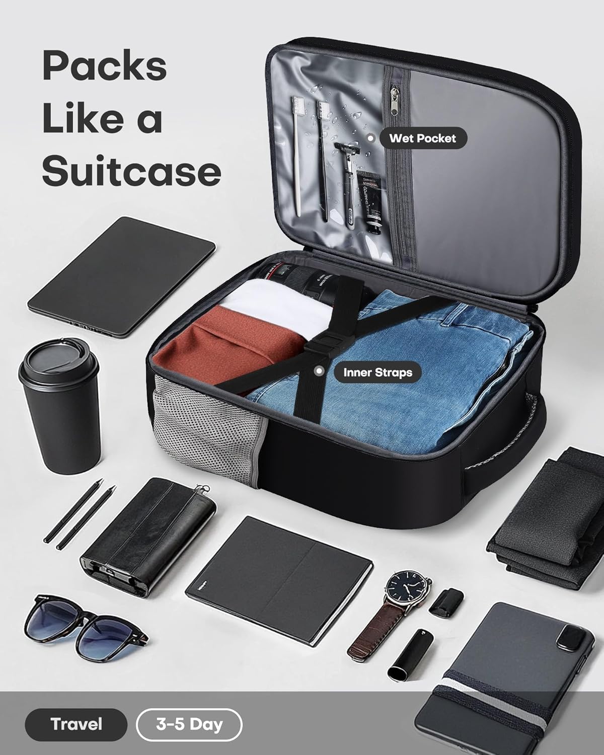 HOTOR Travel Backpack - Flight Approved Travel Bag for Men and Women, Carry on Luggage for 15.6