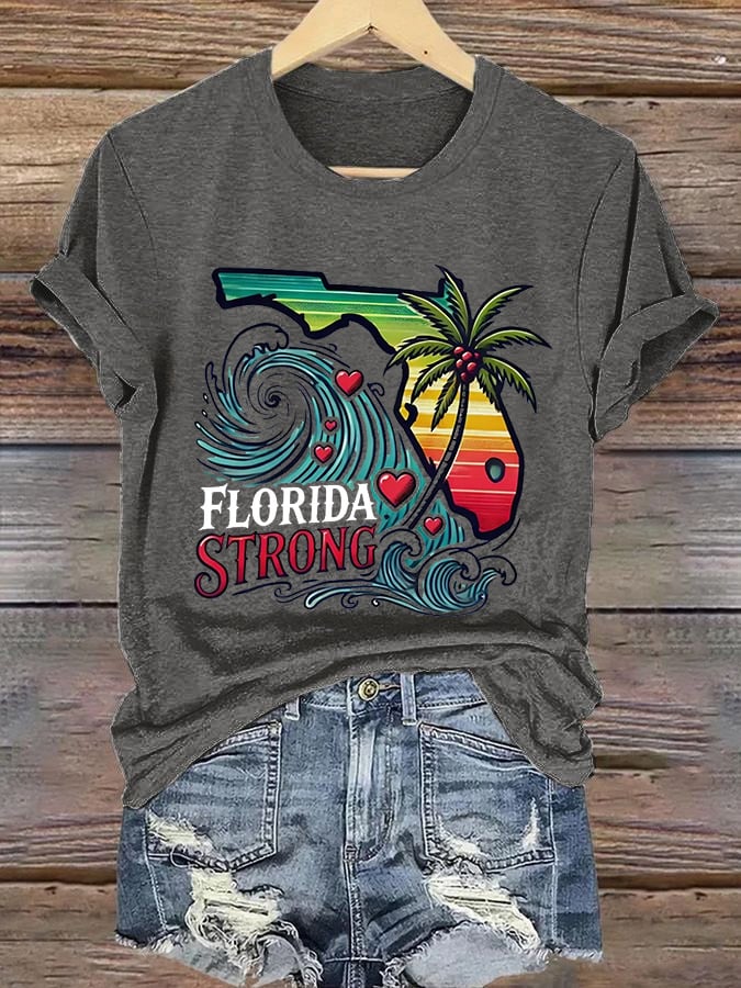 Women's Florida Strong Printed Crew Neck T-Shirt