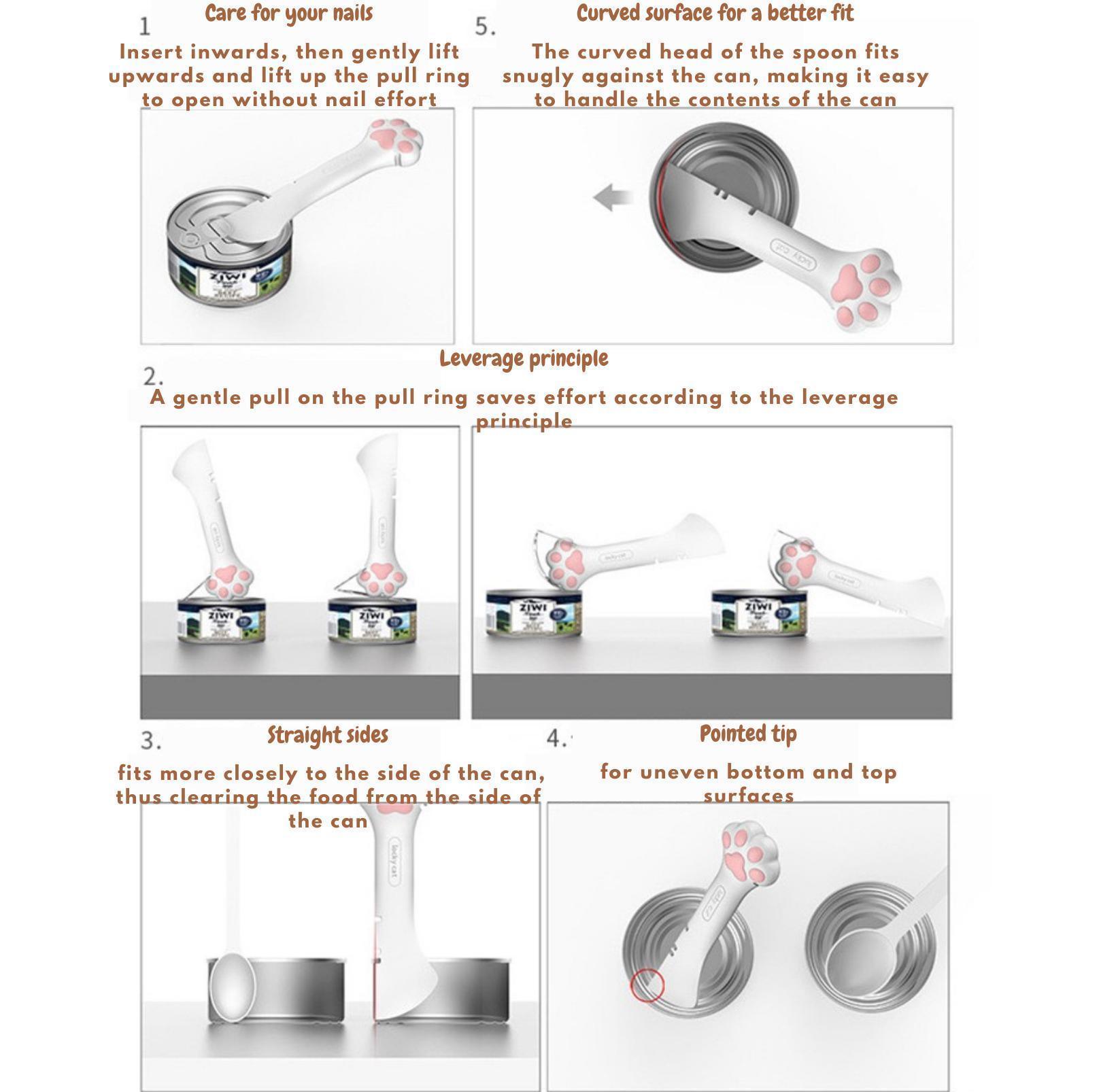 Cat Claw Silicone Spoon and Lid for Pet Cans