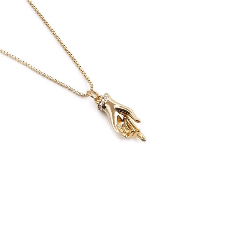Retro Copper Gold  Plated Palm Necklace