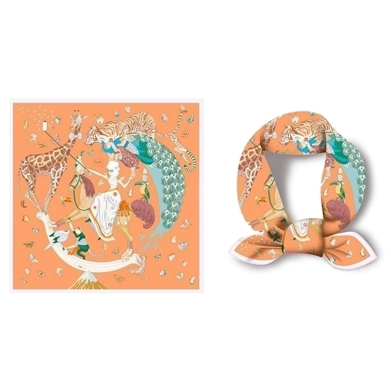 Women's Cartoon Style Animal Cartoon Twill Printing Silk Scarf