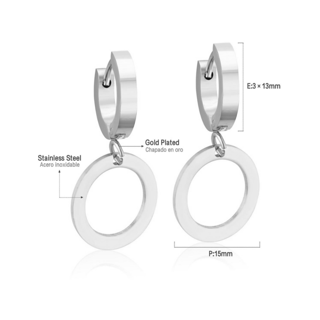 Dangled circle hoops - Silver