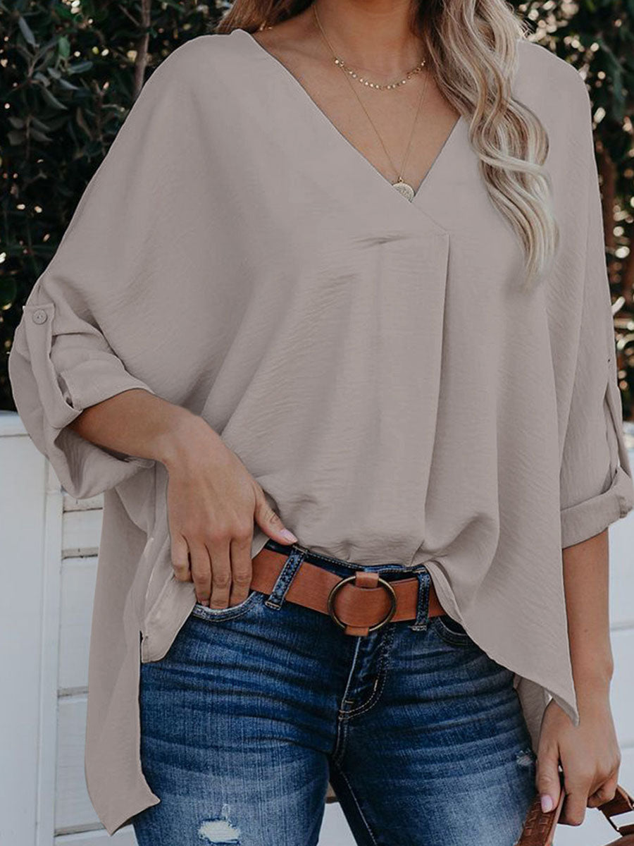 Sexy V-Neck Loose Long-Sleeved Tops (7 colors)