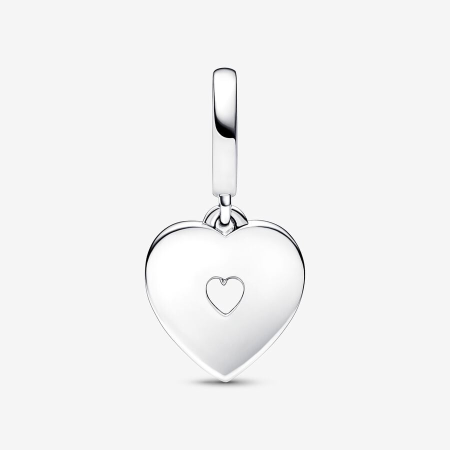 Pearlescent White Heart Mom Double Dangle Pandora Charm