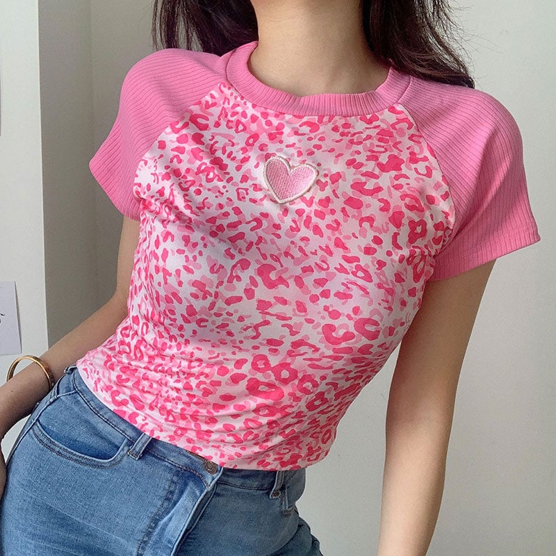 Pink Leopard Print Top