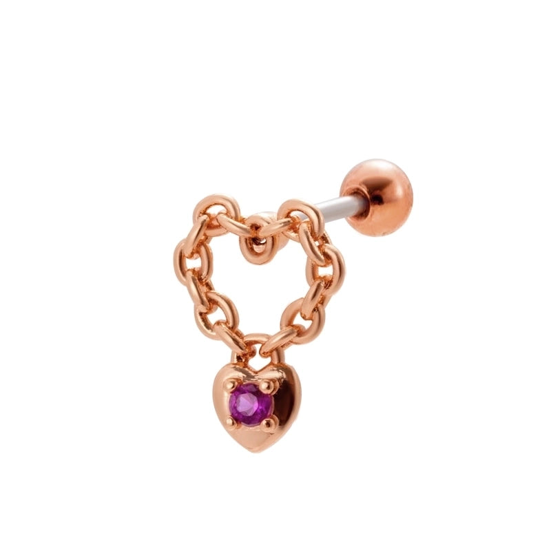 1 Piece Ear Cartilage Rings & Studs Sweet Heart Shape Flower 316L Stainless Steel  Copper Plating Inlay Zircon Ear Cartilage Rings & Studs