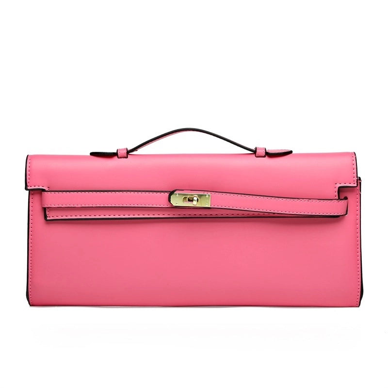 Women's Pu Leather Solid Color Elegant Square Lock Clasp Handbag