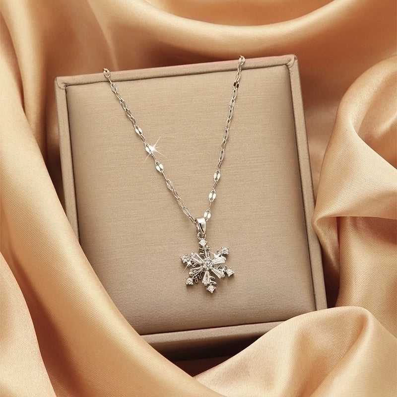 3 Pieces Lady Heart Shape Flower Titanium Steel Plating Inlay Zircon Gold Plated Pendant Necklace