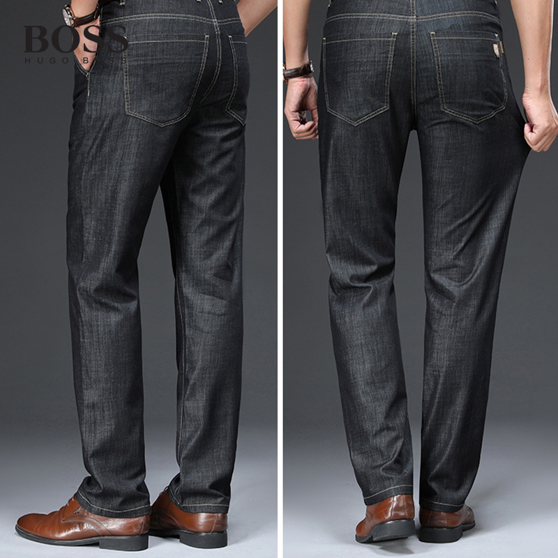 BOSS Men-s loose straight leg Tencel jeans