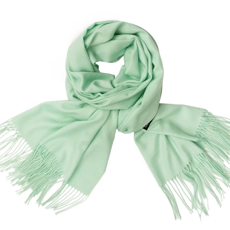 Women's Minimalist Tassel Solid Color Imitation Cashmere Scarf