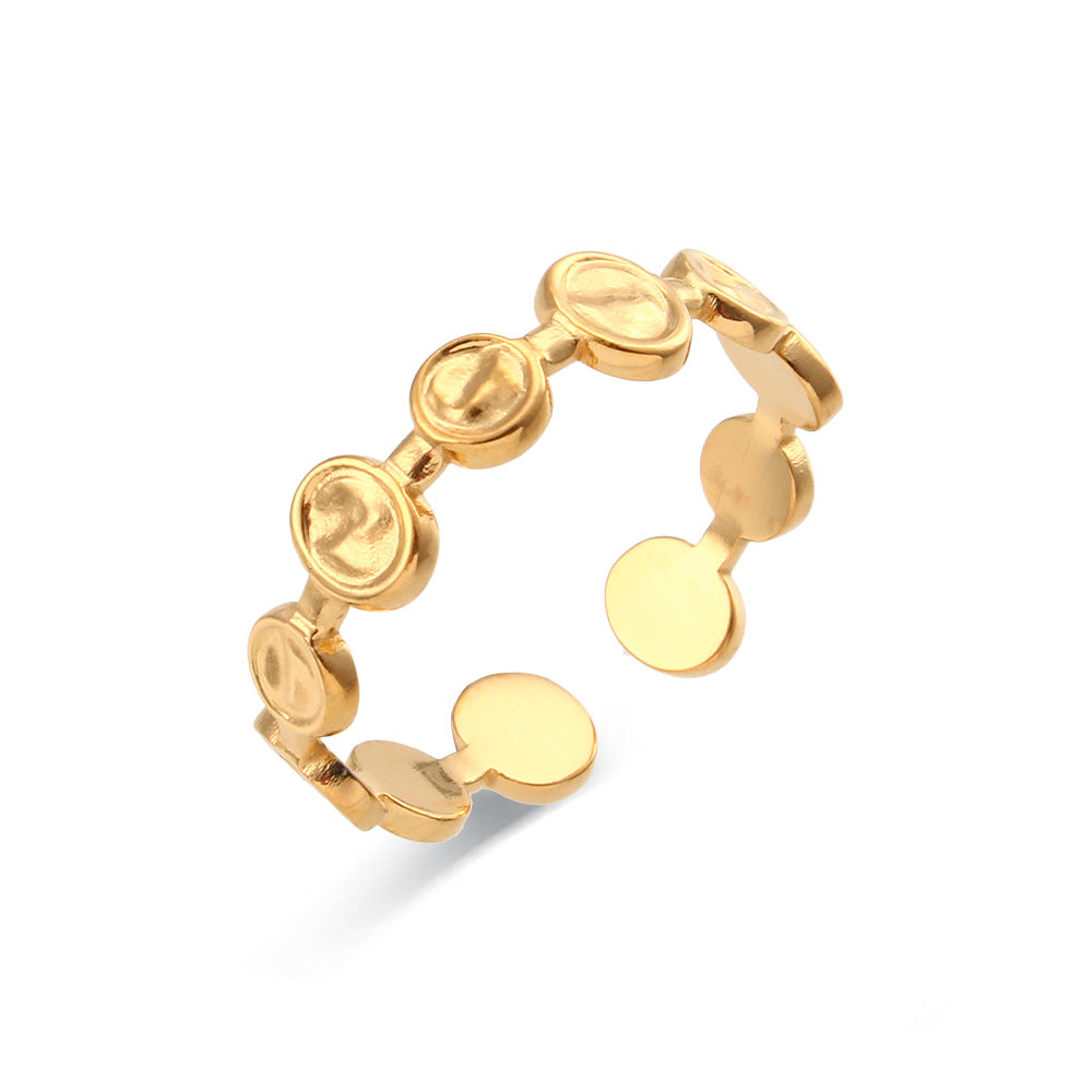 Women Fashion Stripe Geometric Stainless Steel 18K Gold Plated Rings