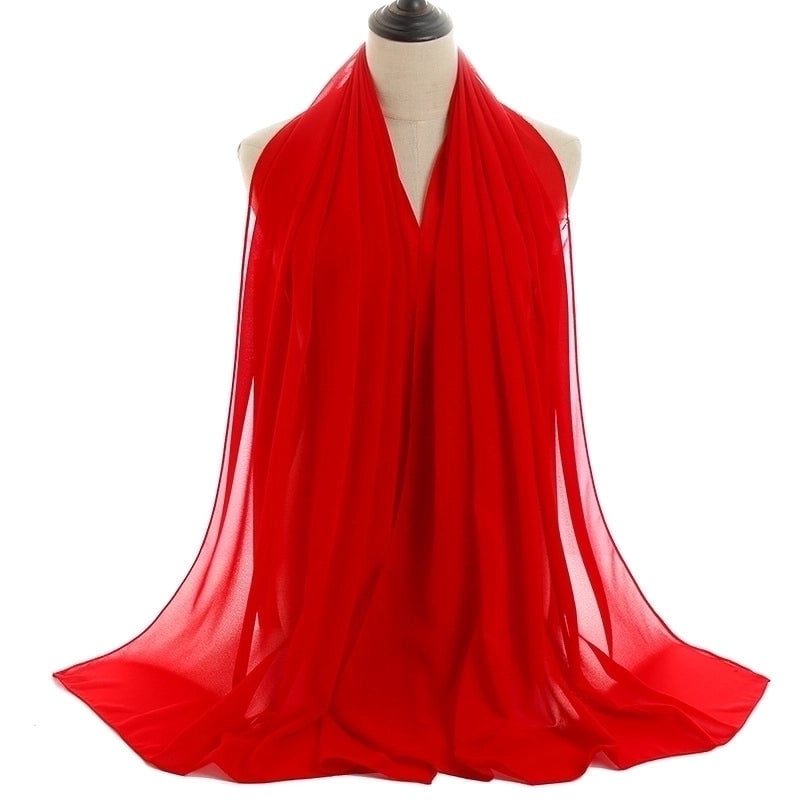 Women's Minimalist Solid Color Chiffon Cotton Linen Scarves