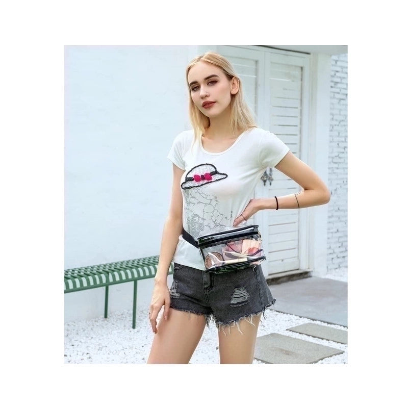 Unisex Classic Style Color Block Pvc Waist Bags