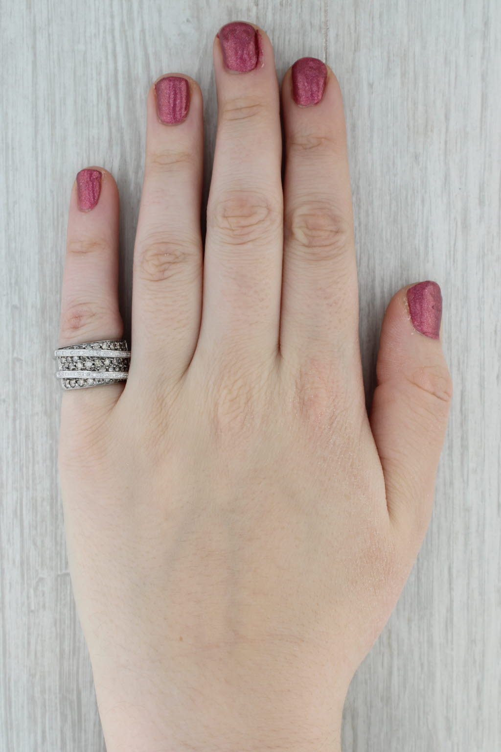 1.15ctw Pave Diamond Overlay Ring 14k White Gold Size 5.75 Cocktail