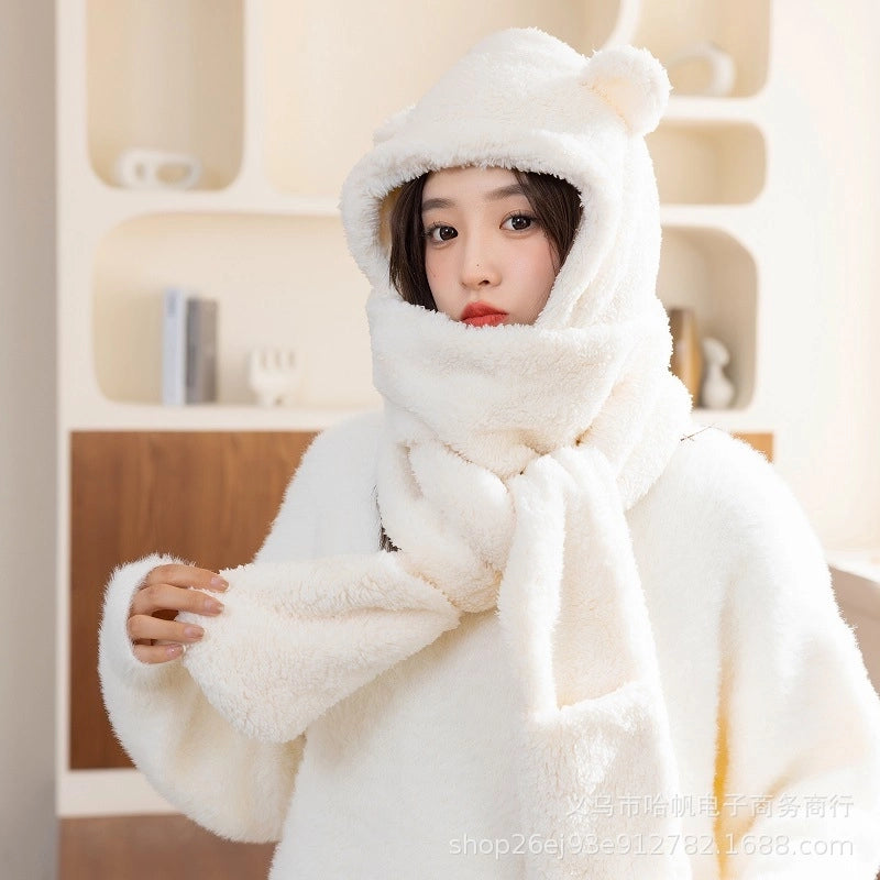 Women's Cute Solid Color Ear Warap Wool Cap