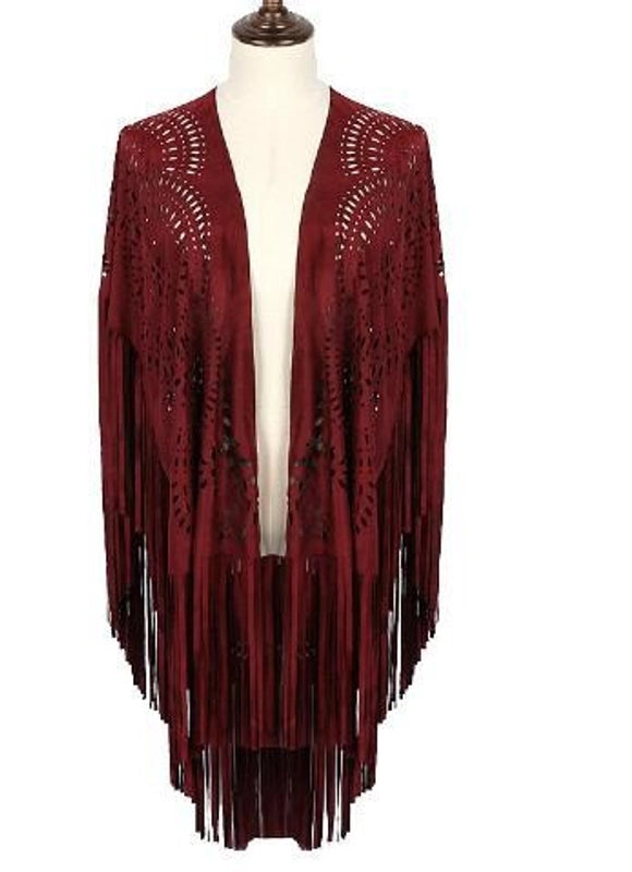 Shawl Summer New Women's Top Tassel Shawl Retro Simple Suede Cape Production