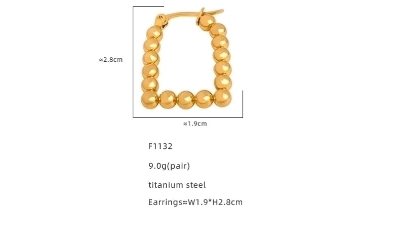 1 Pair Retro Streetwear Solid Color Plating Titanium Steel 18K Gold Plated Earrings