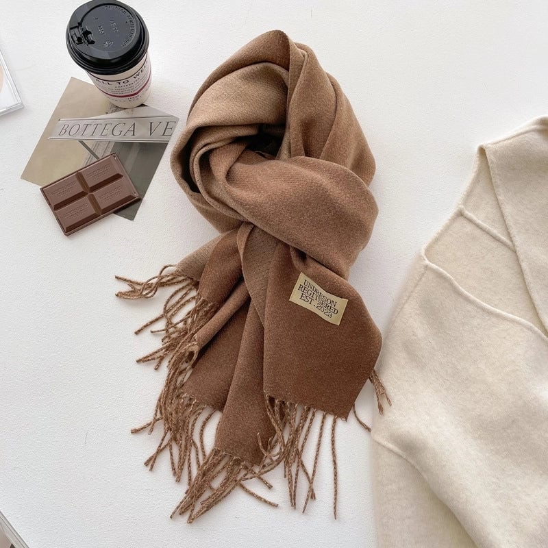 Autumn And Winter New Light Luxury ~ Coat Mate Double-sided Solid Color Scarf Women's Style Cashmere-like Warm Shawl Scarf
